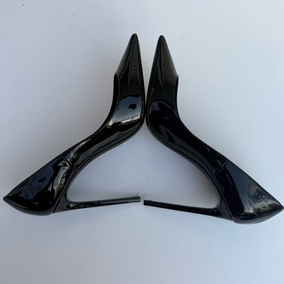 Authentic Saint Laurent Anja 105 Black Patent Leather Pumps Size 7.5 - Picture 11 of 14